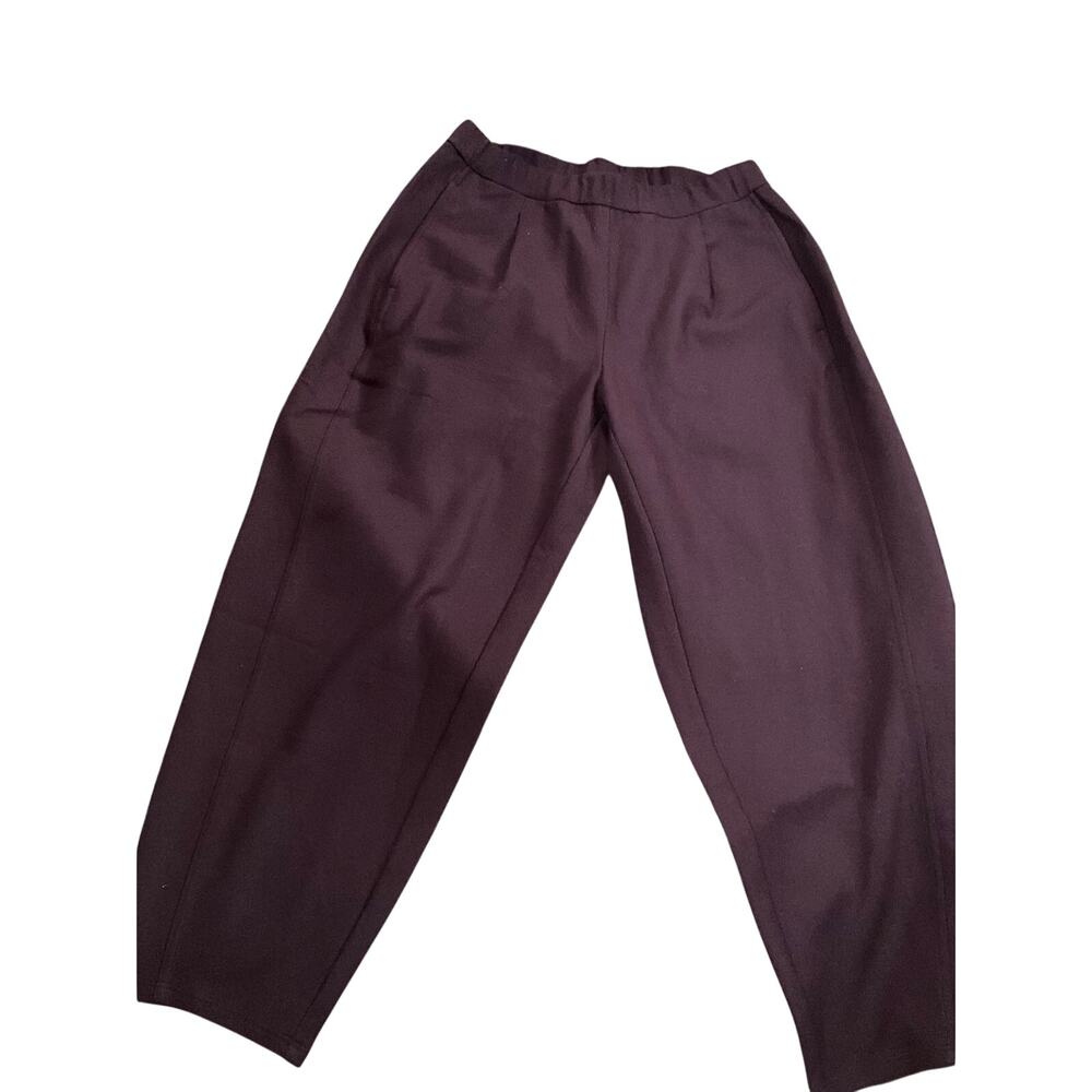 Eileen Fisher Barrel Leg Old Money Wool Crop Pants Plum NWOT Petite Medium PM - Picture 6 of 7